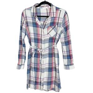 Gap Kids Girls XXL 14-16 White Blue Pink Plaid Classic Shirt Dress Button Front